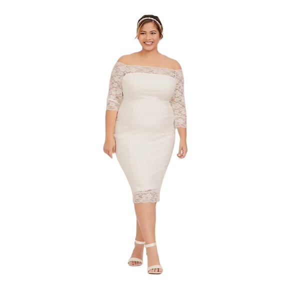 Torrid NWT Special Occasion Ivory Lace Off Shoulder Bodycon Dress Size 28 - Picture 14 of 14